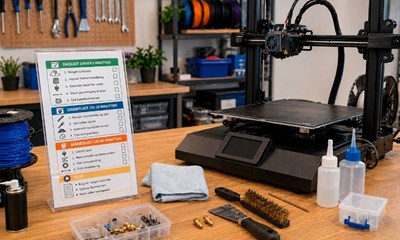 Vedligeholdelsestjeklisten du b�r h�nge op ved 3D-printeren