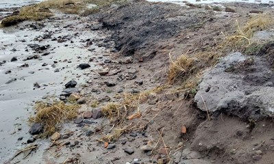 Kemisk affald skyller i havet fra Snogeb�k Havn