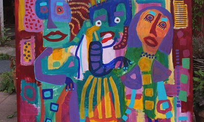 Farverig kunst i Galleri Vang