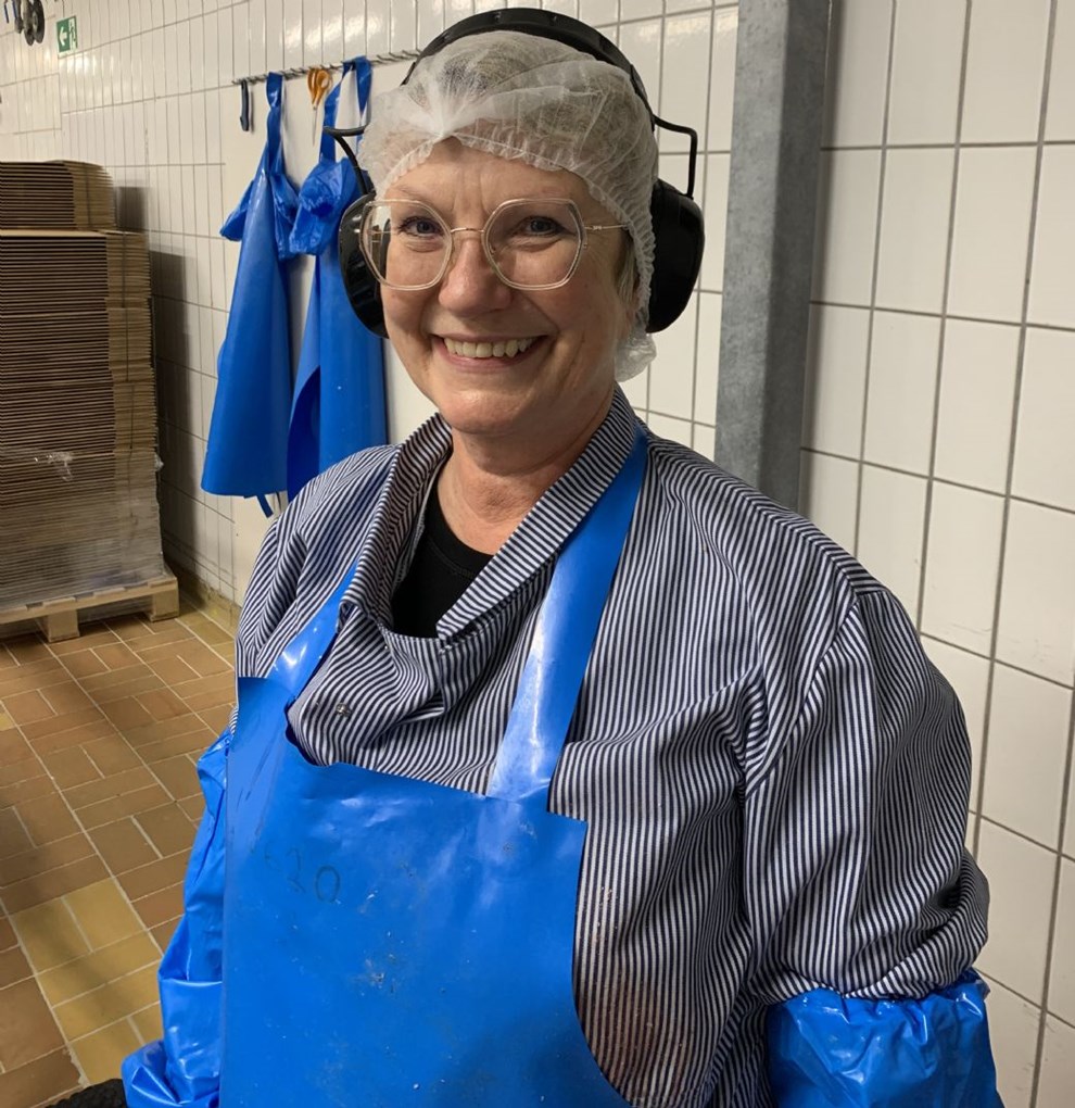 Tre jubilarer p slagteriet