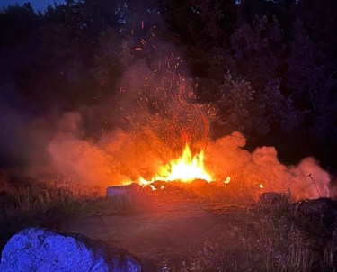 Brandv�snet ilede til naturbrand ved Rokkestenen