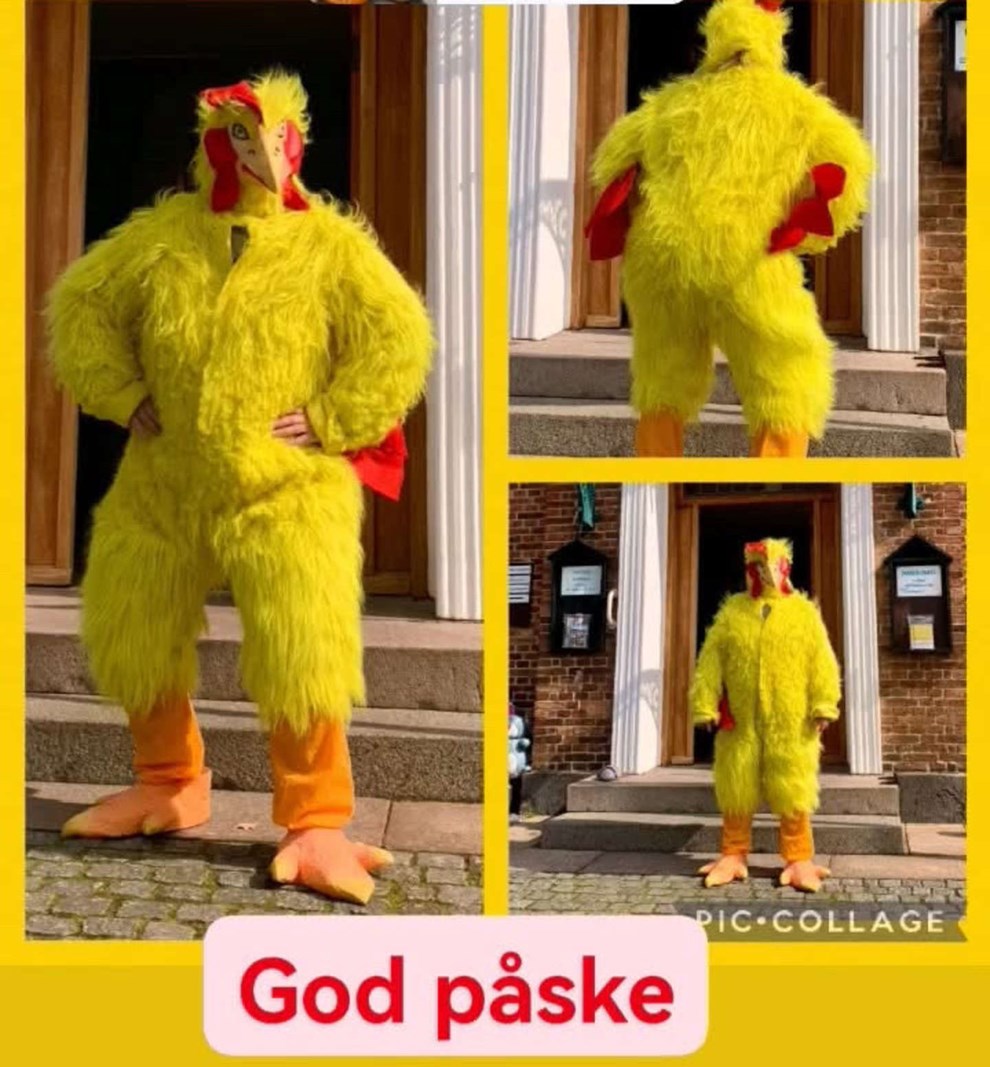 Dagens billede: Kyllingen i Hasle ønsker god påske Dagens billede: Kyllingen i Hasle ønsker god påske