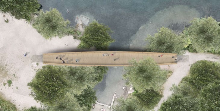 Her er broen set oppefra. Foto: llustrationer Naturstyrelsen.