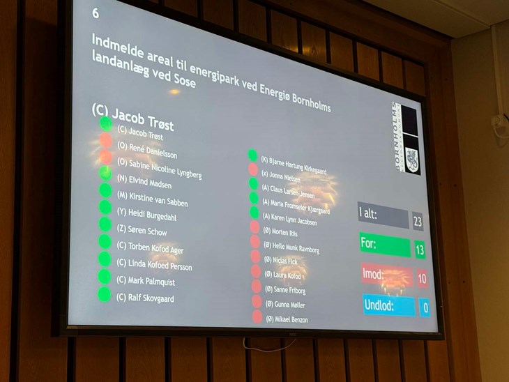Aftenens store stridspunkt var det der handlede om Energi&oslash; Bornholm. Foto: Olivia Emma Espersen
