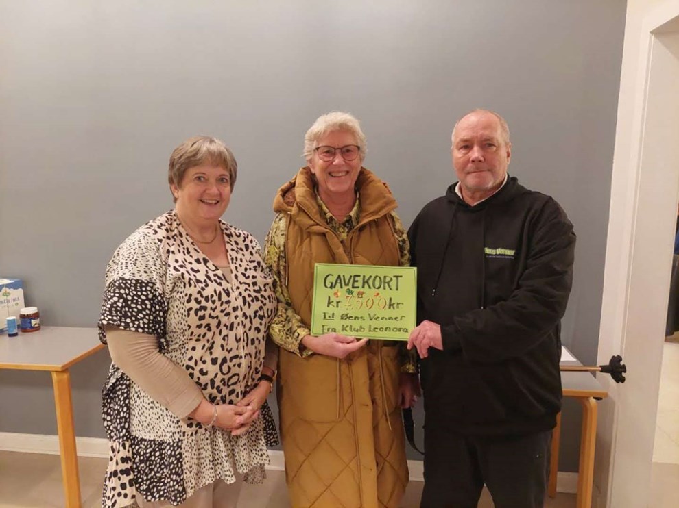 Klub Leonora sttter ens Venner med donation til juleaften