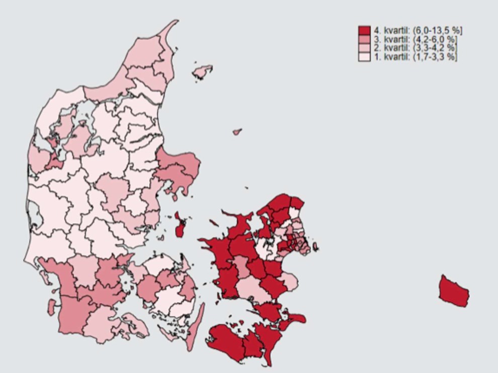 Danmark delt i to: Bornholm er m�rker�d